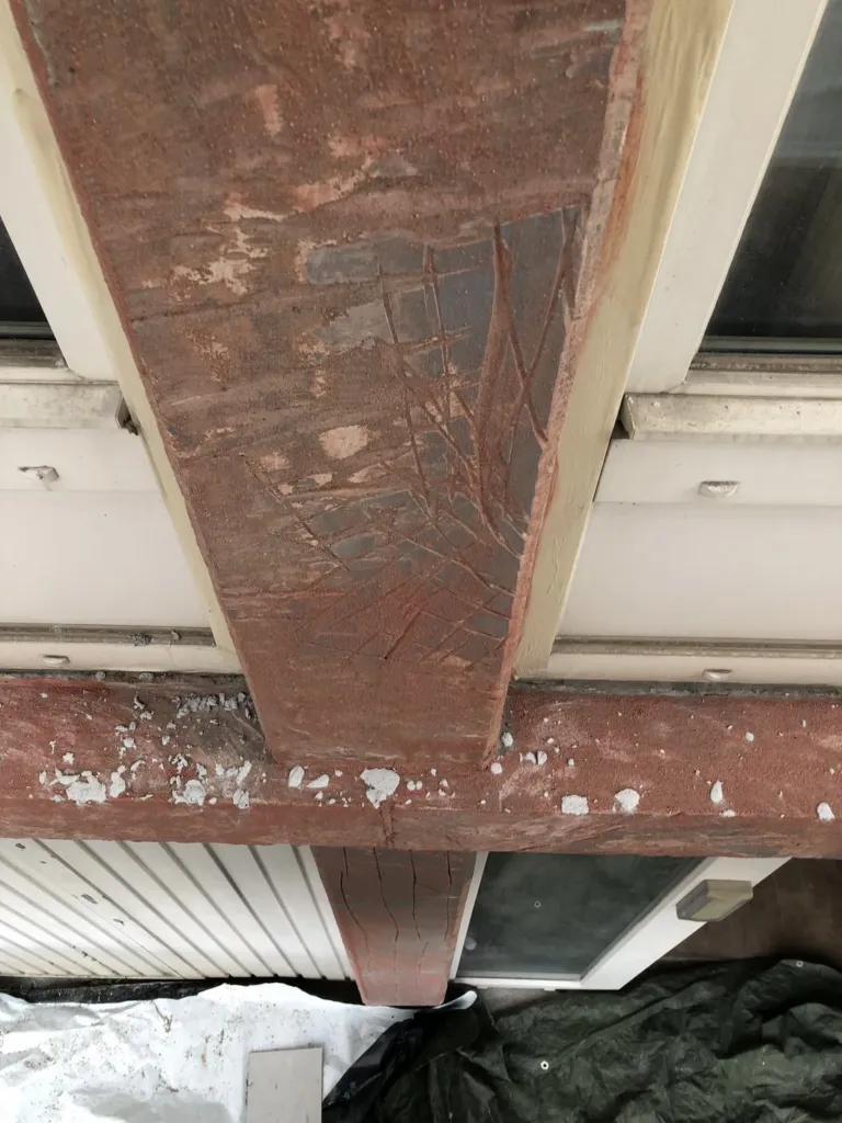 Détail d'un support préparé avant enduit