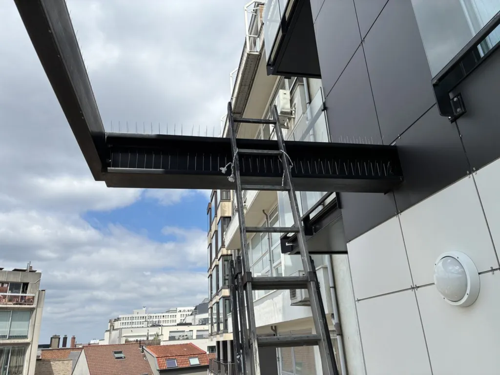 Accès à une structure par une échelle depuis un balcon