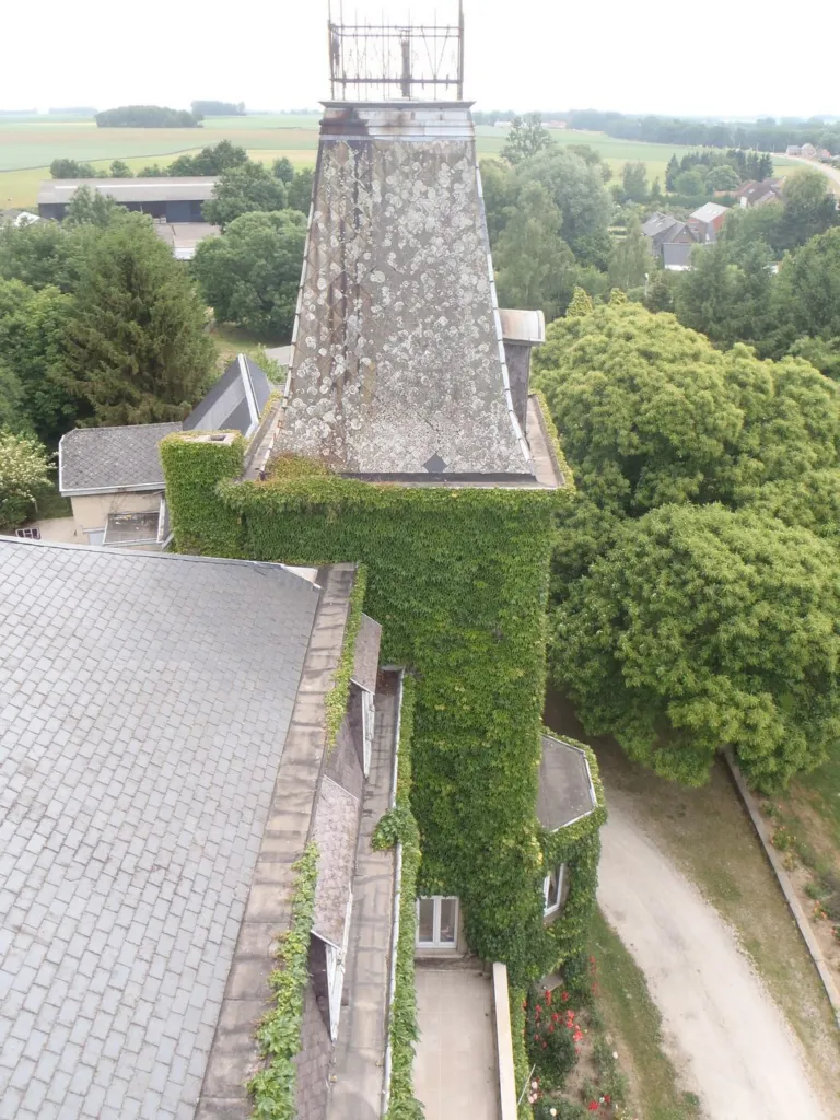 Une tour du château vue depuis la toiture